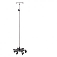 Clinton Six-Leg, Space-Saver, Heavy Duty, Stainless Steel 2-Hook Infusion Pump Stand Model IVS-702